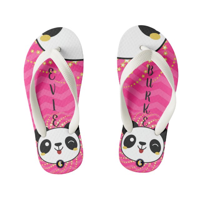 KIDS Personalized Flip Flops (Panda Fun) (Footbed)