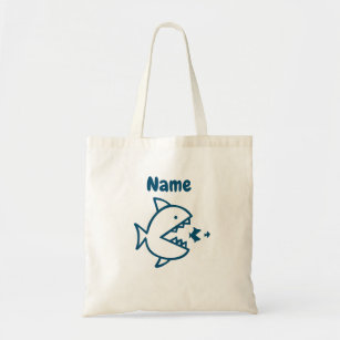 Kid's Personalized Funny Shark Tote Bag