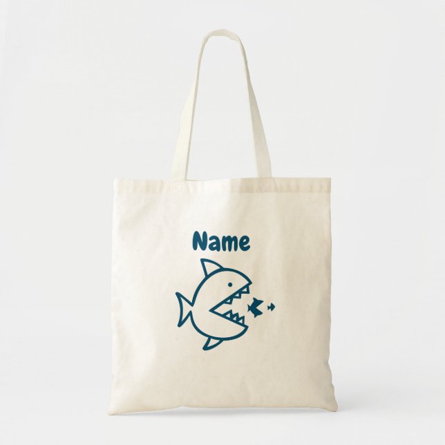 Kid's Personalized Funny Shark Tote Bag (Front)