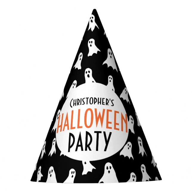 Kids Personalized Ghost Pattern Halloween Party Party Hat (Front)