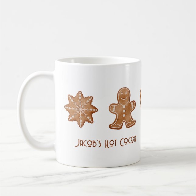 Kid's Personalized Gingerbread Christmas Holiday Coffee Mug (Left)