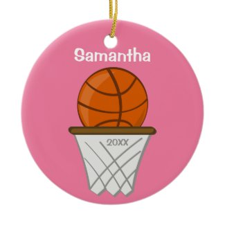 Kids Personalized Girl Basketball Pink Keepsake Ornaments