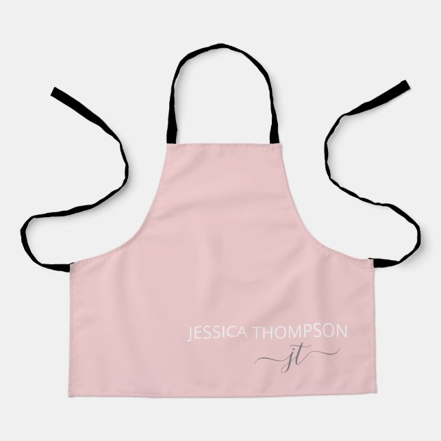 Kids Personalized Girly Pink Monogram Name Cute Apron (Front)