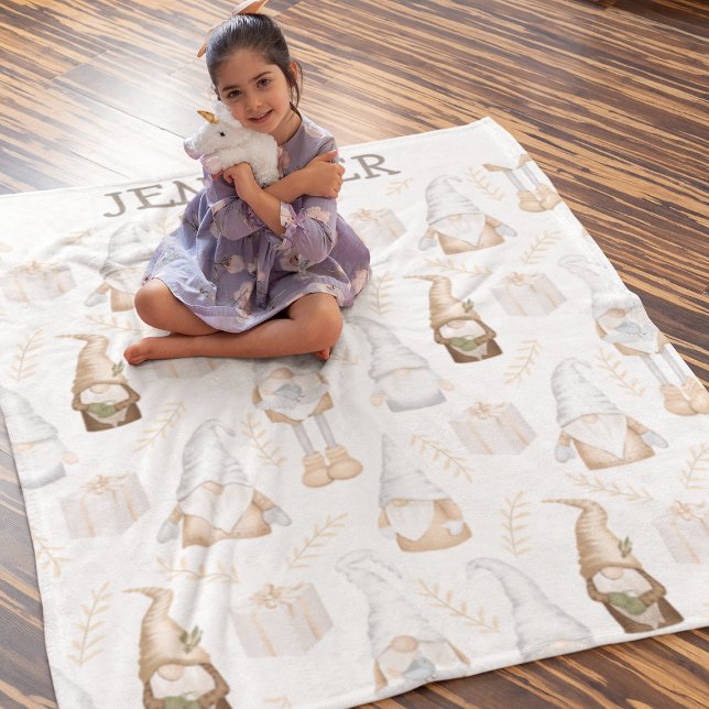 Kids Personalized Gnome Fleece Blanket (Creator Uploaded)