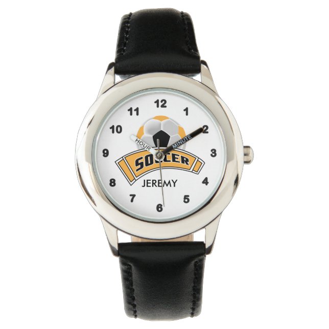 Kids Personalized Gold Soccer  Watch (Front)