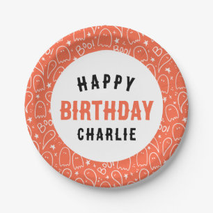 Kids Personalized Halloween Birthday Party Paper Plates