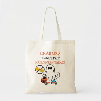 Kids Personalized Halloween Peanut Free Ghost Tote Bag by LilAllergyAdvocates at Zazzle