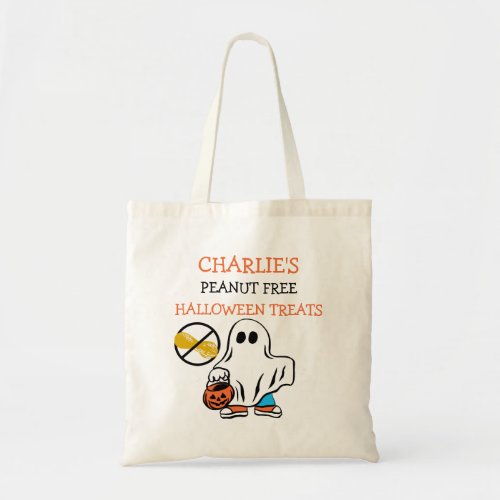 Kids Personalized Halloween Peanut Free Ghost Tote Bag
