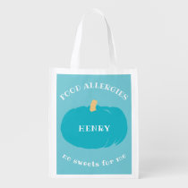 Kids Personalized Halloween Teal Pumpkin Allergy Grocery Bag