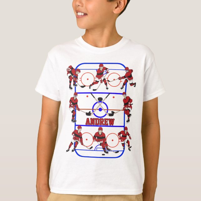Kids Personalized Hockey Player T-Shirt (Front)