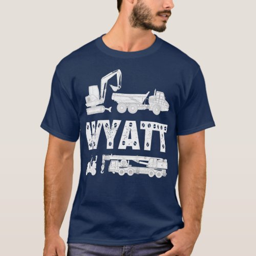Kids Personalized Kids Name Construction Wyatt T_Shirt