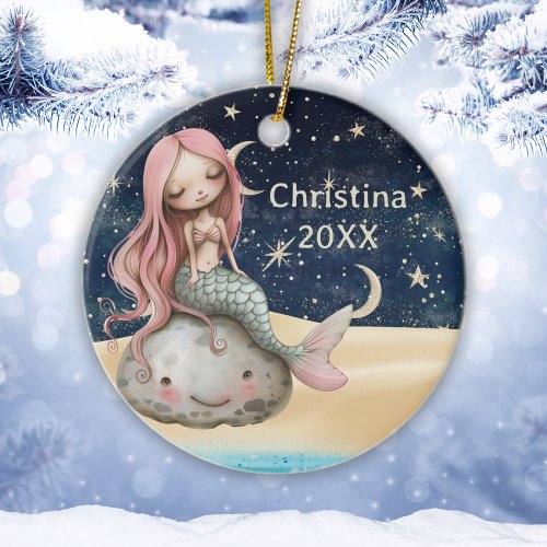 Kids Personalized Mermaid Christmas Ornament