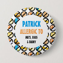 Kids Personalized Multiple Food Allergies Button