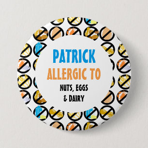 Kids Personalized Multiple Food Allergies Button