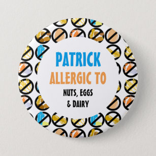 Kids Personalized Multiple Food Allergies Button