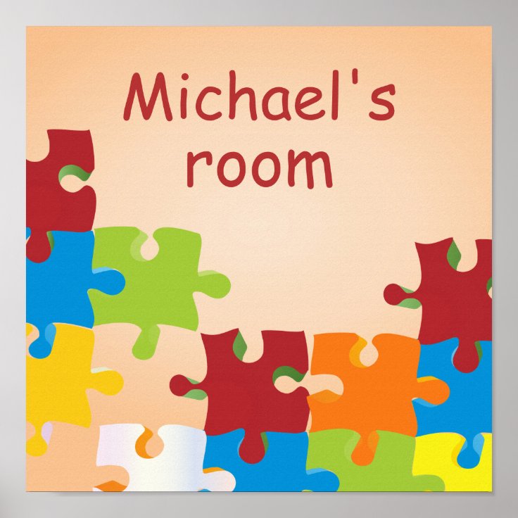 Kids Personalized Name Cool Puzzle Poster Zazzle