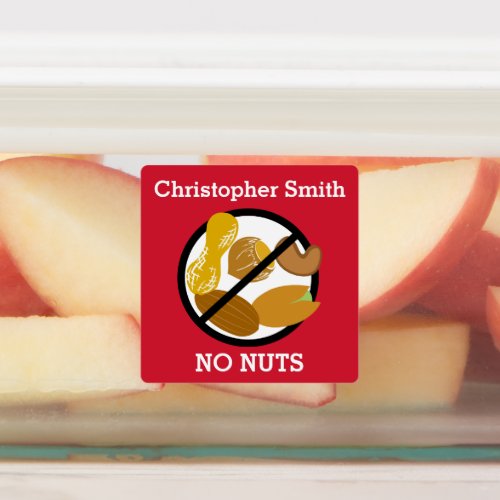 Kids Personalized Nut Allergy Symbol No Nuts Labels