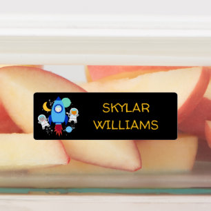 Kids Personalized Outer Space Cats Astronaut Kids' Labels