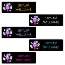 Kids Personalized Outer Space Cats Astronaut Kids' Labels