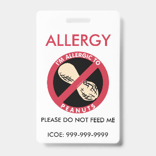 Kids Personalized Peanut Allergy Emergency Badge