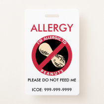 Kids Personalized Peanut Allergy Emergency Badge