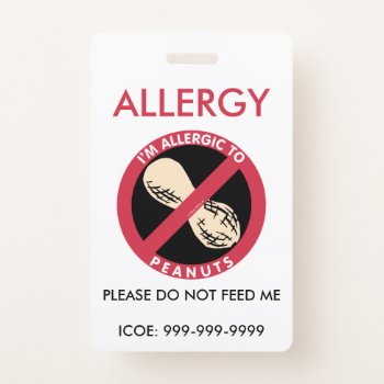 Kids Personalized Peanut Allergy Emergency Badge by LilAllergyAdvocates at Zazzle