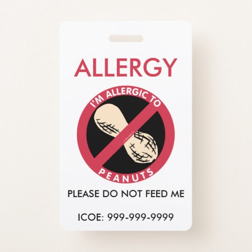 Kids Personalized Peanut Allergy Emergency Badge