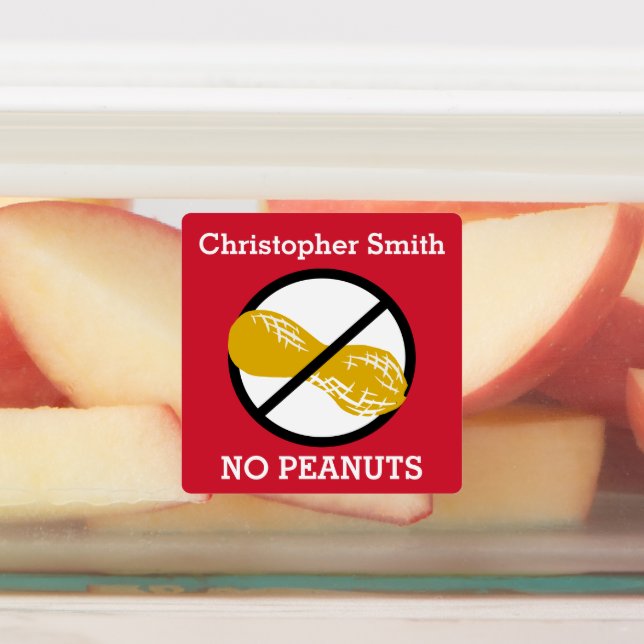 Kids Personalized Peanut Allergy Symbol No Nuts Labels (Affixed)