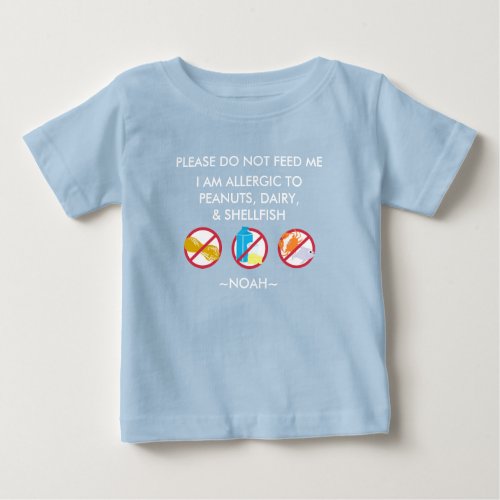 Kids Personalized Peanut Egg  Shellfish Allergy Baby T_Shirt