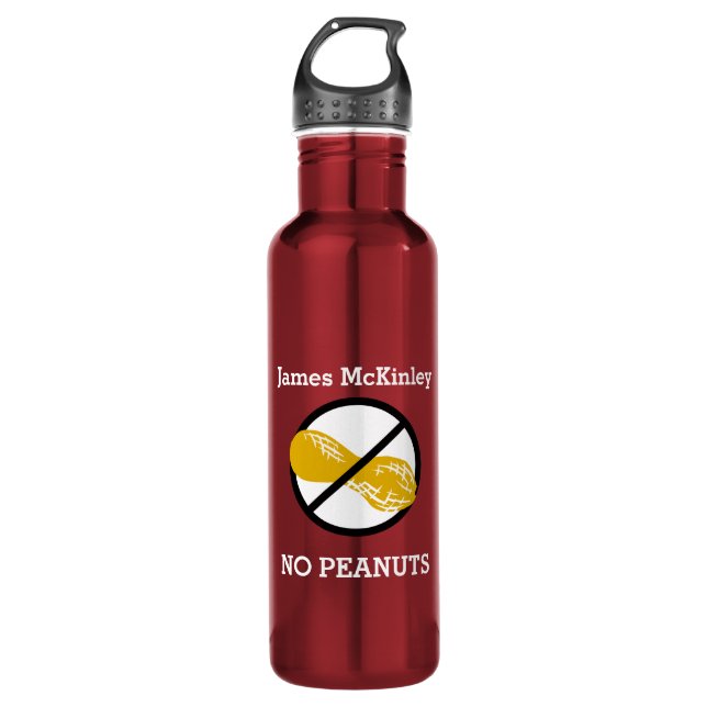 Kids Personalized Peanut Free Allergy Alert Water Bottle (Front)