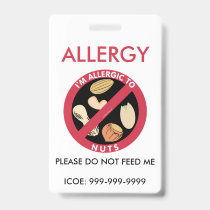 Kids Personalized Peanut Nut Allergy Emergency Badge
