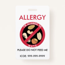 Kids Personalized Peanut Nut Allergy Emergency Badge