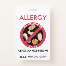 Kids Personalized Peanut Nut Allergy Emergency Badge