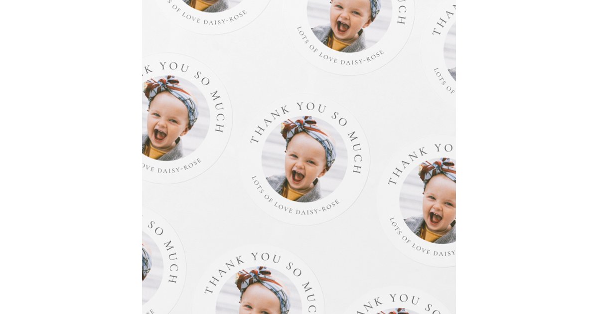 Kids Personalized Photo Thank You Classic Round Sticker