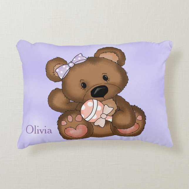 Kid's Personalized Pillow Teddy Bear Rattle (Front)
