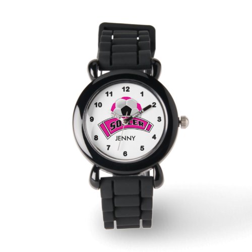 Kids Personalized Pink Soccer  Watch