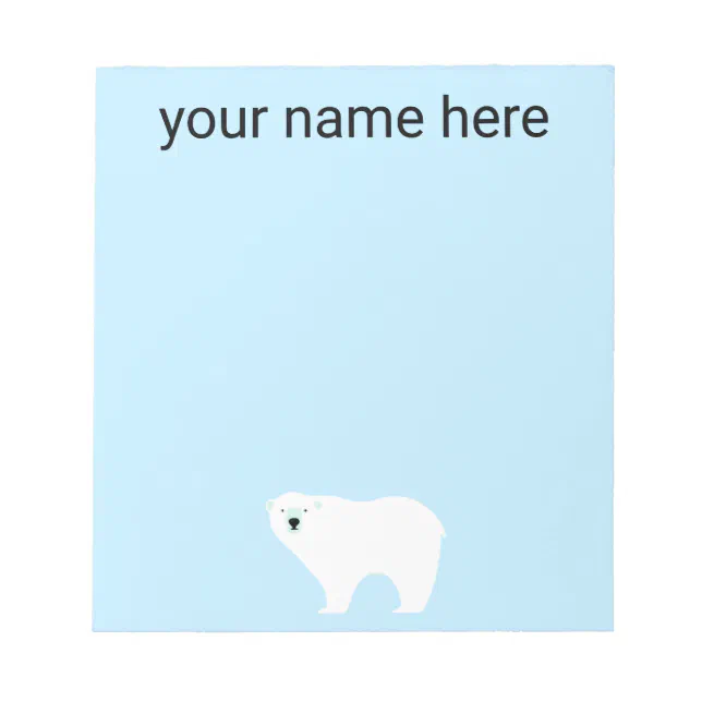 Kids Personalized Polar Bear Notepad | Zazzle