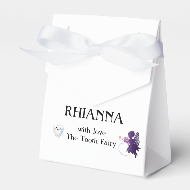 Kids Personalized Purple Tooth Fairy Treat Box (Front Side)