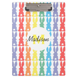 Kids Personalized Rainbow Bunny Silhouette Cute Clipboard
