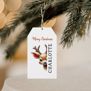 Kids Personalized Reindeer Christmas Gift Tags