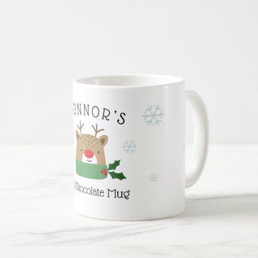 Kids Personalized Reindeer Hot Chocolate Mug | Zazzle