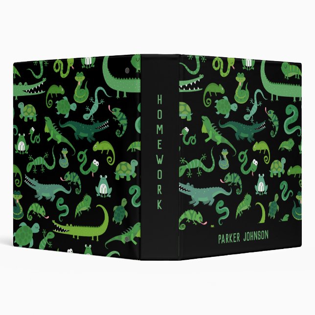 Kids Personalized Reptile Amphibian Animal 3 Ring Binder (Background)