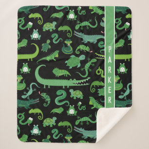 Kids Personalized Reptile Amphibian Animal Sherpa Blanket