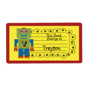 Kids Personalized Robot Book Sticker