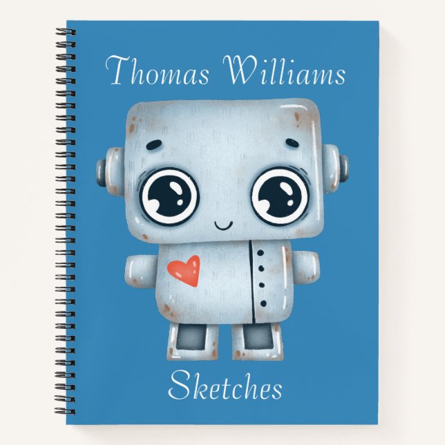 Kids Personalized Robot Sketch  Notebook (Front)