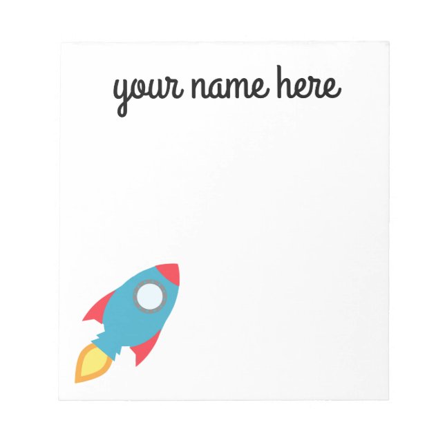 Kids Personalized Rocket Ship Notepad (Front)