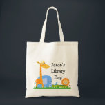 Kids Personalized Safari Animals Tote Bag<br><div class="desc">This kids budget personalized tote bag features four cute safari animals,  a giraffe,  lion,  elephant and crocodile.  The colors are bright and cheerful. It's ready to be personalized and is suitable for various uses.</div>