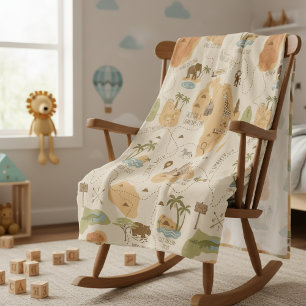 Kid's Personalized Safari Map ID1269 Fleece Blanket