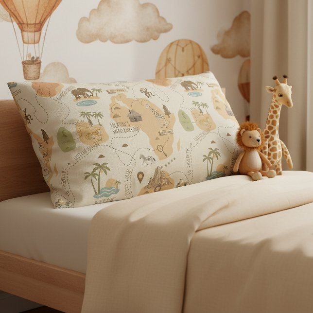 Kid's Personalized Safari Map ID1269 Pillow Case (Creator Uploaded)