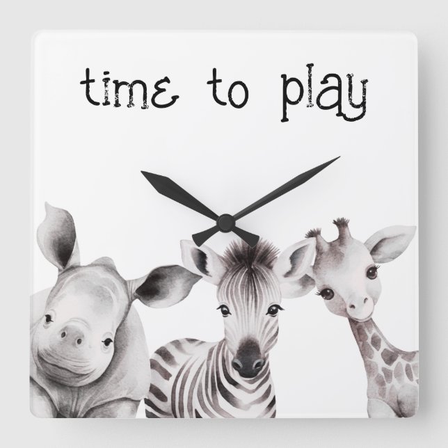 Kids Personalized Safari Theme Clock (Front)